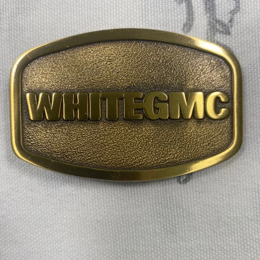 WHITEGMC Semi Trucks Trucking Co Trucker Driver 1980s Vintage Belt Buckle
